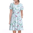 thumbnail image 1 of Honeii Rabbit And Butterfly Print Women’s Short Sleeve Dress, Comfortable Casual Dress, Soft Polyester Spandex Blend, Stylish Everyday Wear for Summer, Perfect for Travel and Vacation, 1 of 6