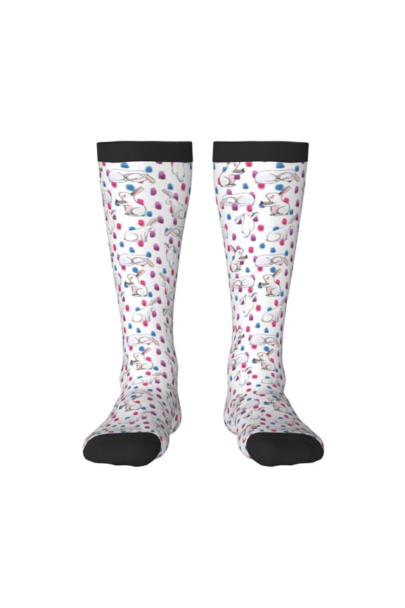 Rabbit Eating Print Long Socks,Novelty Design Socks Gift for Men and Women,Crew Socks,Calf Socks