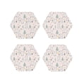 thumbnail image 1 of Honeii Rabbit Forest print Leather Coaster Set of 4, ideal for safeguarding your furniture from drinks spills and effortless cleanup-Hexagon, 1 of 6
