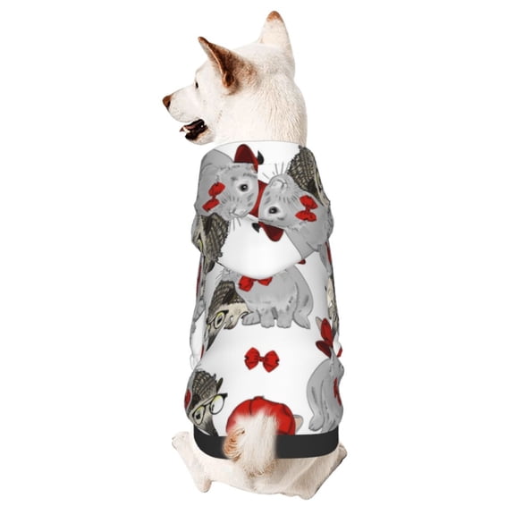 Honeii Rabbit And Hedgehog Print Small Dog Hoodies Pet Hooded Sweatshirts Fall Winter Puppy Cat Sweaters Warm Clothes for Small Dogs Outfits Costume-XX-Large