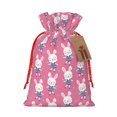 thumbnail image 1 of Honeii Rabbit Holding Flowers Print Small Burlap Bags,Christmas Drawstring Treat Bags Gift Bags Reusable Candy Goodie Wrapping Bags for Holiday Party Favors Supplies -Medium, 1 of 9