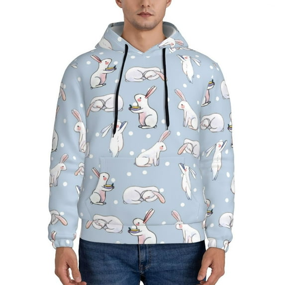 Honeii Rabbit Is Eating Carrots Pattern Mens Hoodies Men's Loose Sleeve Sweatshirt,Pullover Hooded Sweatshirt for Men,Essentials Hoodie-X-Large
