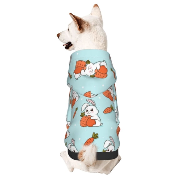 Honeii Rabbit Is Eating Carrots Print Small Dog Hoodies Pet Hooded Sweatshirts Fall Winter Puppy Cat Sweaters Warm Clothes for Small Dogs Outfits Costume-X-Large