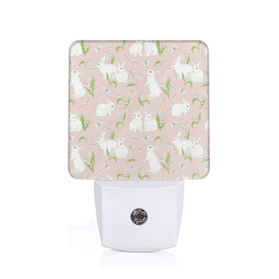 Honeii Rabbit Print LED Night Light with Light Sensor, Night Lights Plug Into Wall,Ideal for Bedrooms and Hallways-UK