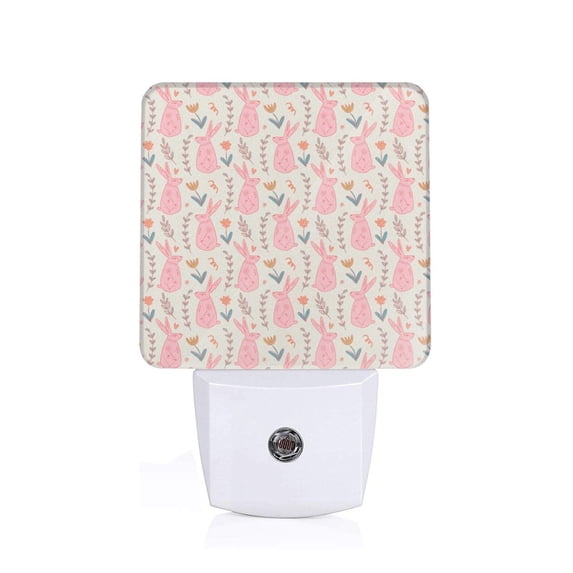 Honeii Rabbit Print LED Night Light with Light Sensor, Night Lights Plug Into Wall,Ideal for Bedrooms and Hallways-US