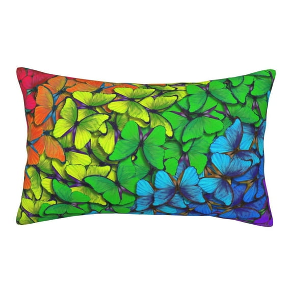 Honeii Rainbow Butterflies Pattern Decorative Throw Pillow Case - Elevate Your Couch, Sofa, or Bed with Stylish Home Decor-14"x20"