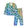 thumbnail image 1 of Honeii Rainbow Glitter Print Women's Pajama Sets Long Sleeve Button Down Sleepwear Nightwear Soft Pjs Lounge Sets 2PCS-XX-Large, 1 of 7
