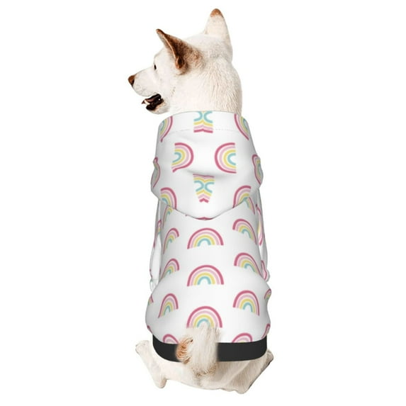 Honeii Rainbow Print Small Dog Hoodies Pet Hooded Sweatshirts Fall Winter Puppy Cat Sweaters Warm Clothes for Small Dogs Outfits Costume-X-Large