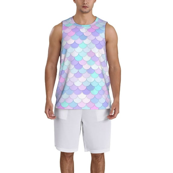 Honeii Rainbow Scales print basktball shirt for men and women, Unisex basketball jersey for Theme party-4X-Large