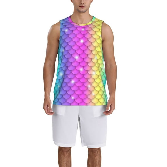 Honeii Rainbow Scales2 print basktball shirt for men and women, Unisex basketball jersey for Theme party-3X-Large