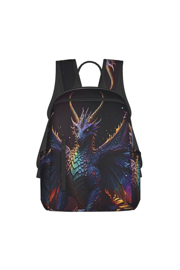 Rainbow Wings Majestic Dragon Print Lightweight Backpacks,Carry on Backpack,Durable Backpack for School, Work & Travel