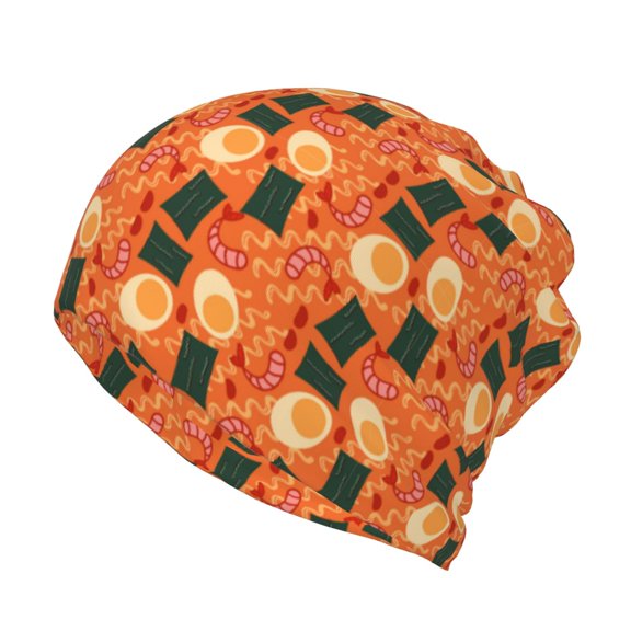 Honeii Ramen Noodle Soup Print Winter Beanie Daily Hat - Thermal Polar Fleece Ski Running Hat Skull Cap for Men and Women,Beanie