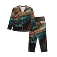 thumbnail image 1 of Honeii Realistic Colorful Chameleon print Women's Pajama Sets Long Sleeve Button Down Sleepwear Nightwear Soft Pjs Lounge Sets-Medium, 1 of 7