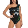 thumbnail image 1 of Honeii Realistic Style Colorful Wolf A for women's one-piece swimsuit featuring a chic one-shoulder design experience elegance and style in the water-, 1 of 6