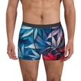 thumbnail image 1 of Honeii Red And Blue Leaves Print Mens Boxer Briefs Breathable,Boxer Brief for Men, Moisture-Wicking Underwear-Large, 1 of 5
