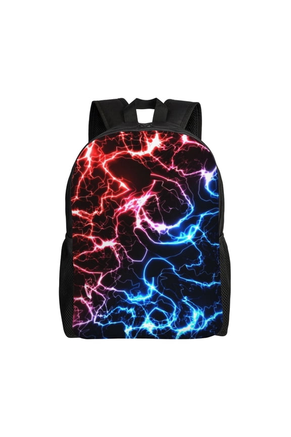 Red And Blue Lightning Print Laptop Backpack for Work, College, Travel, Daily Backpacks for Men Women, Sport Rucksack,Computer Bag