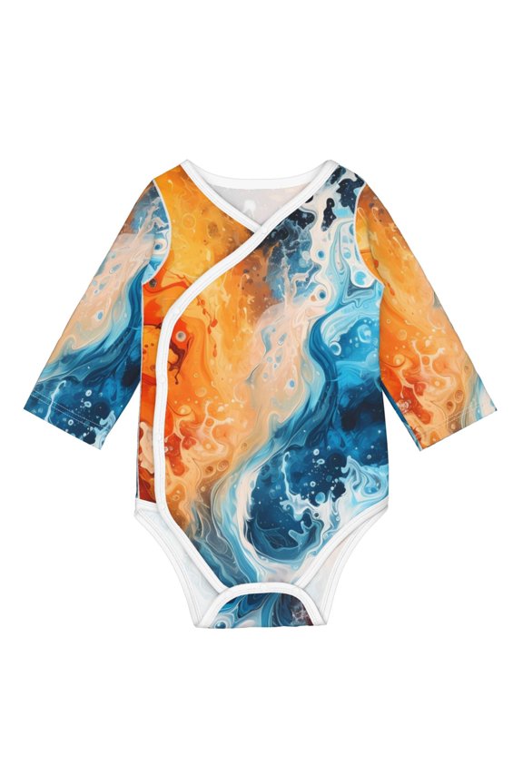 Red And Blue Waves for Baby Long Sleeve Bodysuits One-piece 100% Organic Cotton for Infant Baby Boys and Grils, Unisex-12 Months