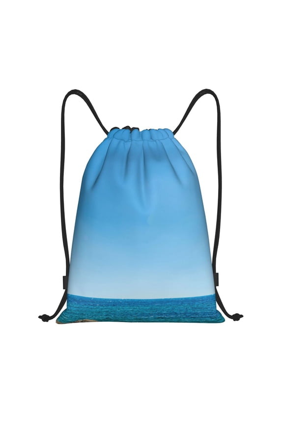 Red And White Lighthouse Print Drawstring Backpack,Drawstring Bags String Backpack Gym Cinch Sack Backpack Sport Bag Draw-Small