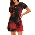 thumbnail image 1 of Honeii Red And Black Abstract Skull Print Women's Loose Short Sleeve Nightgown, Soft Cotton Sleepwear, Comfy Loose Fit Pajama Dress for Sleep and Lounge, 1 of 6