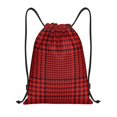 thumbnail image 1 of Honeii Red Black Houndstooth Print Drawstring Backpack,Drawstring Bags String Backpack Gym Cinch Sack Backpack Sport Bag Draw-Small, 1 of 6