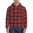 thumbnail image 1 of Honeii Red Black Plaid Pattern Mens Hoodies Men's Loose Sleeve Sweatshirt,Pullover Hooded Sweatshirt for Men,Essentials Hoodie-Large, 1 of 7
