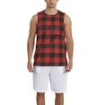 thumbnail image 1 of Honeii Red Black Plaid print basktball shirt for men and women, Unisex basketball jersey for Theme party-Small, 1 of 6