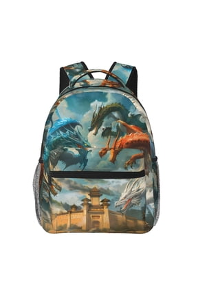 Red Blue Dragon Battle Epic Print Backpack for Both Men and Women, Basic Bookbag for College, Work, or Travel,Rucksack Computer Bag-One Size