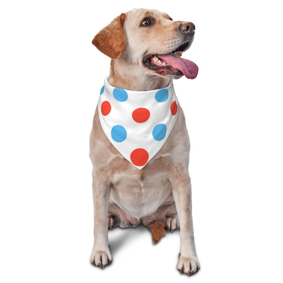 Honeii Red Blue Polka Dots print Pet Bandana,a stylish triangle accessory perfect for small to large dogs, puppies, and even cats