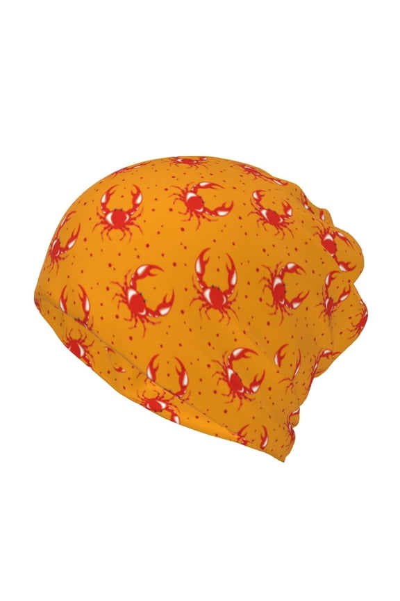 Red Crab Print Winter Beanie Daily Hat - Thermal Polar Fleece Ski Running Hat Skull Cap for Men and Women,Beanie