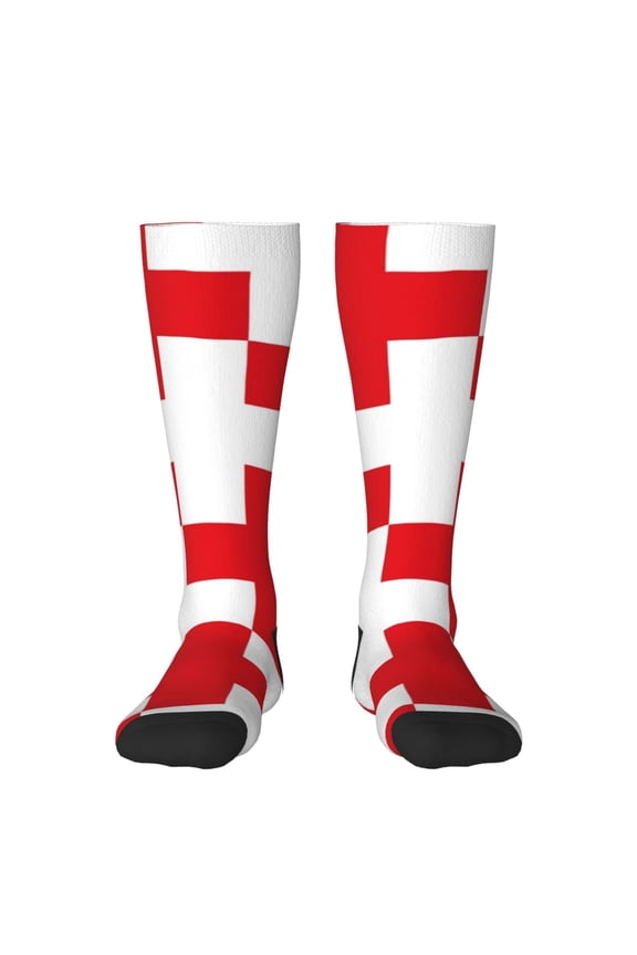 Red Cross 1 Print Long Socks,Novelty Design Socks Gift for Men and Women,Crew Socks,Calf Socks