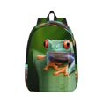 thumbnail image 1 of Honeii Red-Eyed Tree Frog Print Canvas College Laptop Backpack, Durable Rucksack Travel Notebook Bag School Backpack Book Bag for Men Women-Small, 1 of 7