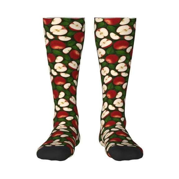 Honeii Red Fruit Print Long Socks,Novelty Design Socks Gift for Men and Women,Crew Socks,Calf Socks