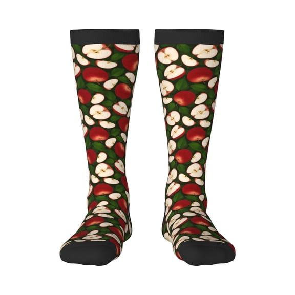 Honeii Red Fruit Print Long Socks,Novelty Design Socks Gift for Men and Women,Crew Socks,Calf Socks