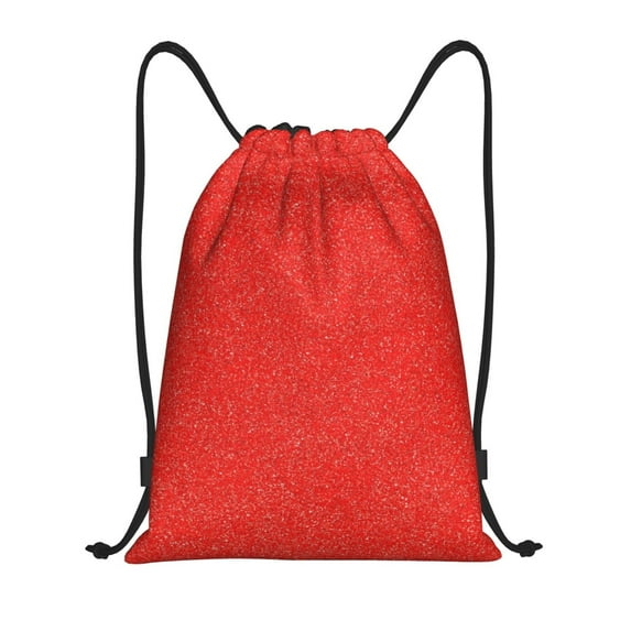 Honeii Red Glitter Print Drawstring Backpack,Drawstring Bags String Backpack Gym Cinch Sack Backpack Sport Bag Draw-Small