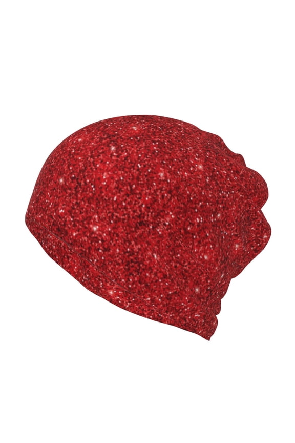 Red Glitter Print Winter Beanie Daily Hat - Thermal Polar Fleece Ski Running Hat Skull Cap for Men and Women,Beanie