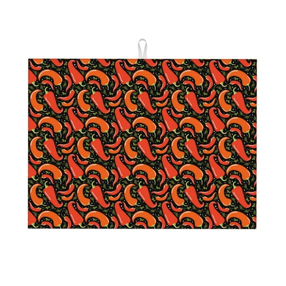 Honeii Red Hot Chili print Super Absorbent Coffee Bar Mat Hide Stain Coffee Maker Mat for Countertops Coffee Pot Dish Drying Mat for Kitchen Counter