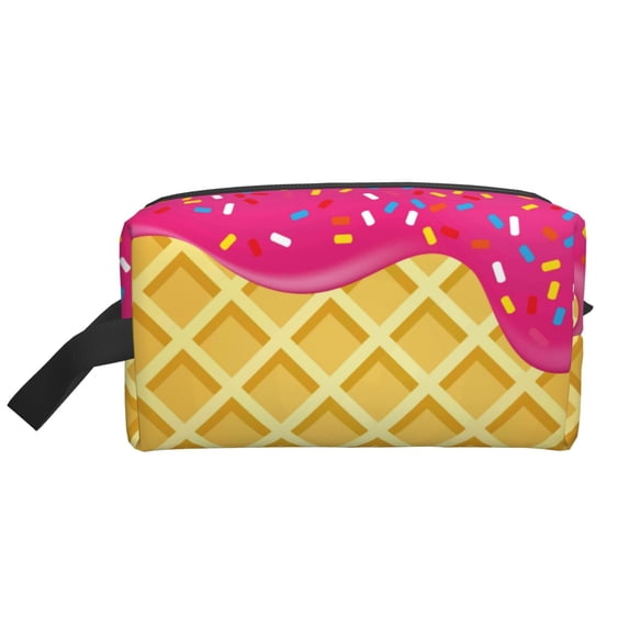 Honeii Red Ice Cream Print Multi-Purpose Storage Bag,Hanging Dopp Kit,Small Toiletry Bag for Traveling for Toiletries, Makeup, and Small Essentials