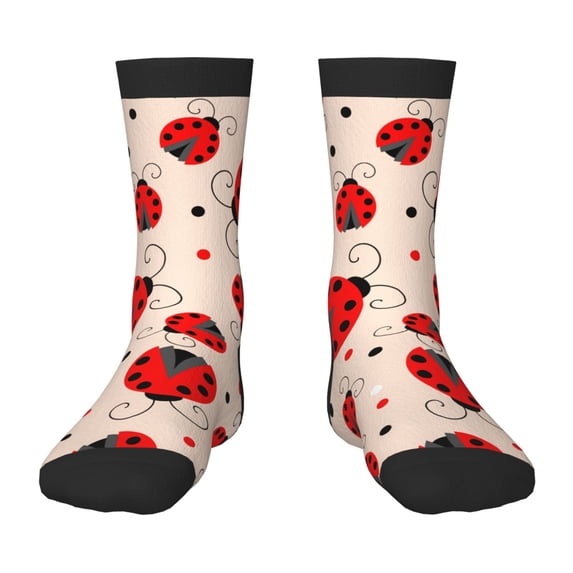 Honeii Red Ladybug Print Children's Colorful Socks,Unisex Kids and Toddlers' Cushioned Sock,Kids Athletic Crew Socks,for Everyday Wear and Sports