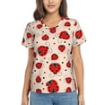 thumbnail image 1 of Honeii Red Ladybug Print Women's Classic V-Neck T-Shirt,Womens Fashion Tops,Stylish Everyday Top for Women, Casual Summer Spring Outfits Clothes-3X-Large, 1 of 5