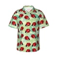thumbnail image 1 of Honeii Red Ladybugs And Leaf Print Men’s Hawaiian Shirt,Classic Button-Down Short Sleeve Shirt, for Beach, Vacation, and Outdoor Activities,X-Large, 1 of 7