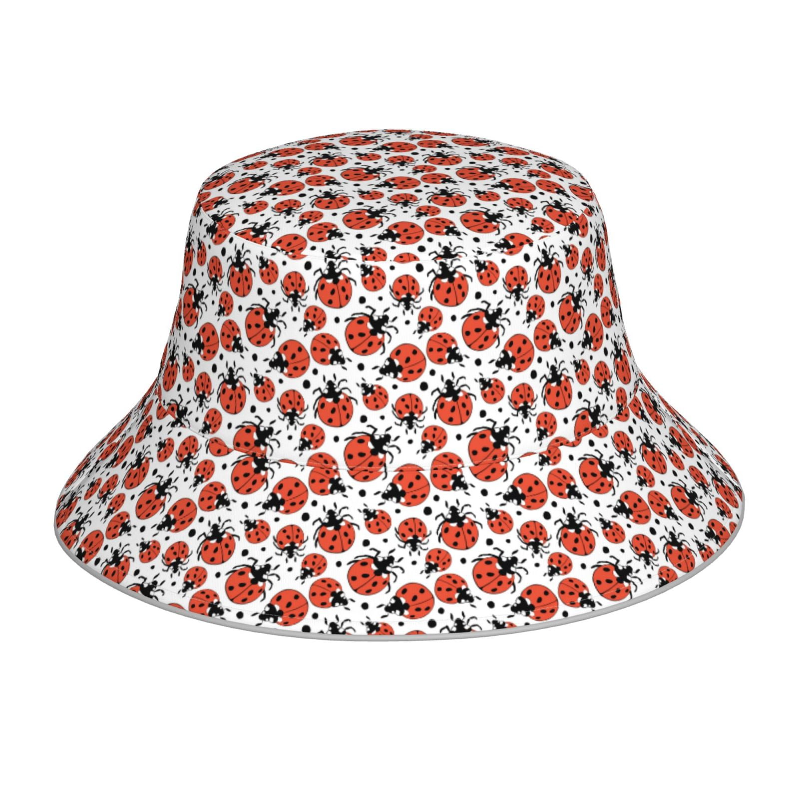 Honeii Red Ladybugs for Unisex Bucket Hat Waterproof Rain Hat ...