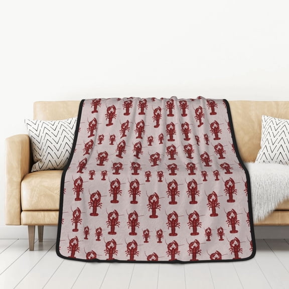 Honeii Red Lobster With Claws for Throw Blanket for Couch - Thick Blanket, Soft Fuzzy Plush Throw Blanket for All Seasons, Double Sided Blanket,50x60 In