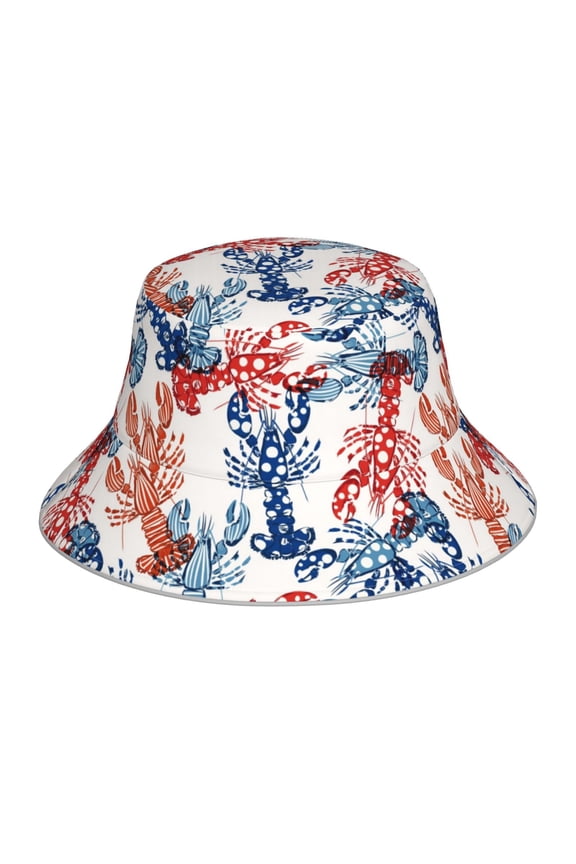 Red Lobster for Unisex Bucket Hat Waterproof Rain Hat Reversible Shiny Rave Bucket Hat for Concert Festival Boonie Cap