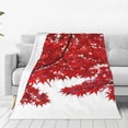 thumbnail image 1 of Honeii Red Maple Leaf Print Fleece Blanket - Throw Blanket for Bed, Sofa, Couch, Camping, and Travel , Microplush Ultra Soft Warm Blanket-80"x60", 1 of 7