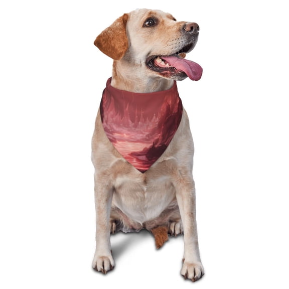 Honeii Red Moon Lava print Pet Bandanaa stylish triangle accessory perfect for small to large dogs, puppies, and even cats