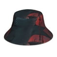 Honeii Red Moon Shark Sailboat for Unisex Bucket Hat Waterproof Rain