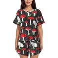 thumbnail image 1 of Honeii Red Mushrooms for Women's Summer Pajama Set featuring Soft Short Sleeve Shirt & Matching Bottoms with Convenient Pockets for Relaxed Home Wear-Small, 1 of 6