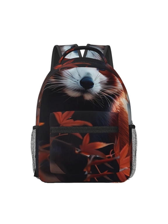 Red Panda Autumn Branches Print Backpack for School,15.6 inch Laptop Back Pack for High School and College Students, Waterproof Computer Bookbag-One Size
