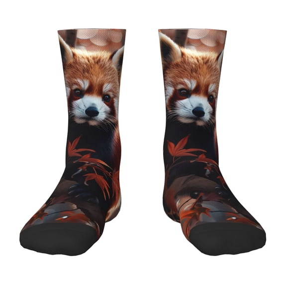 Honeii Red Panda Autumn Branches Print Children's Colorful Socks,Unisex Kids and Toddlers' Cushioned Sock,Kids Athletic Crew Socks,for Everyday Wear and Sports