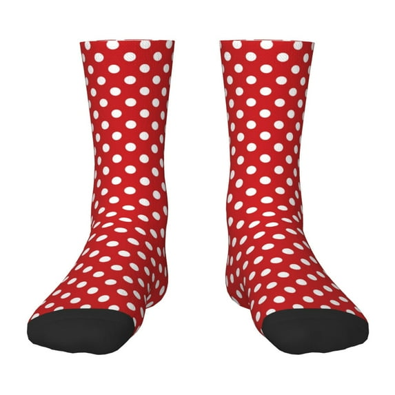 Honeii Red Polka Dot Print Children's Colorful Socks,Unisex Kids and Toddlers' Cushioned Sock,Kids Athletic Crew Socks,for Everyday Wear and Sports